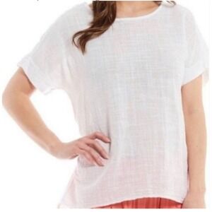 Terzo Millennio Italy Linen Button‎ Back Top Womens Medium White Casual